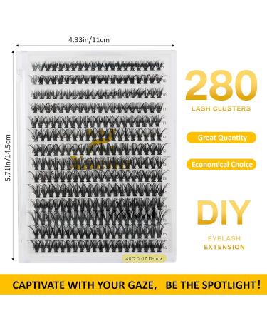 Xaena 280pcs 40D-0.07 D-MIX Individual Cluster Lashes - Soft DIY Eyelash Extensions & Bottom Lashes Pack - Buy Online on SooperMarket.com