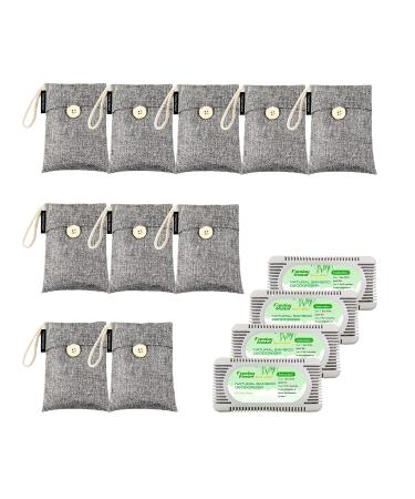 10 Packs Fonday Bamboo Charcoal Deodorizer Bags (100g Each) with 4 Packs Fridge Deodorizer Odor Eliminator & Absorber Air Purifying for Gym Bag Shoe Car Pet Closet 1 piece (14 Pack)