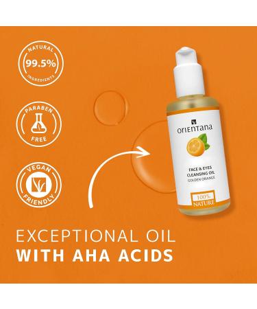 Orientana Golden Orange Cleansing Oil - 99.5% Natural Vegan Makeup Removal - 150 ml - Buy Online on SooperMarket.com