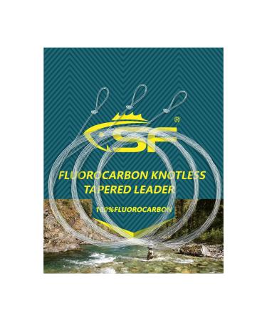 SF 3 Packs Pre-Tied Loop Fly Fishing Tapered Leader Fluorocarbon 7.5FT 9FT 12FT 0X 1X 2X 3X 4X 5X 6X 7X Clear-3Packs 7.5FT-5X