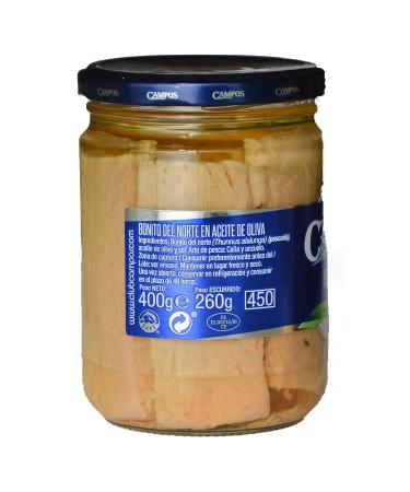 Buy Campos White Tuna in Olive Oil - 400g Glass Jar | Perfect for Salads & Starters | Gourmet International Shipping - Buy Online on SooperMarket.com