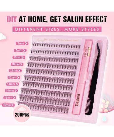 Parriparri 20D D Curl Cluster Lashes 200 Pcs Individual Reusable Soft Russian Lashes Extension Kit - Buy Online on SooperMarket.com