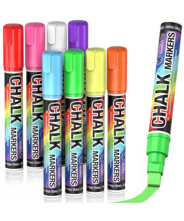Jumbo Chalk Window Markers for Cars Glass Washable - 8 Colors Liquid Chalk Markers Pen With 10mm Wide Tips Chalkboard Markers Window Paint Markers for car Windows Auto Blackboards Windshield 8 Classic Colors 1 Count...
