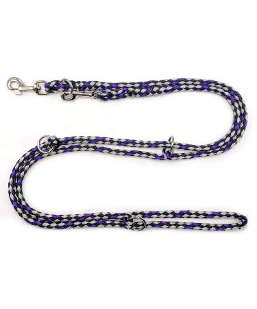 Dogeline double-leash exercise line for medium dogs up to 45 kg over 39 colors very stable (3.50 m Boston) 3.50 m black and gray purple