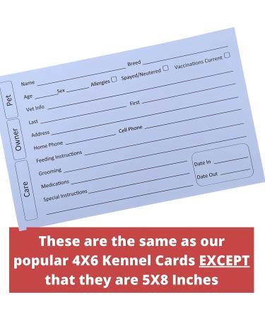 Kennel Cards 5x8 Inches (100 Pack) for Kennels, Shelters, Veterinarians, Vets & Groomers - Buy Online on SooperMarket.com