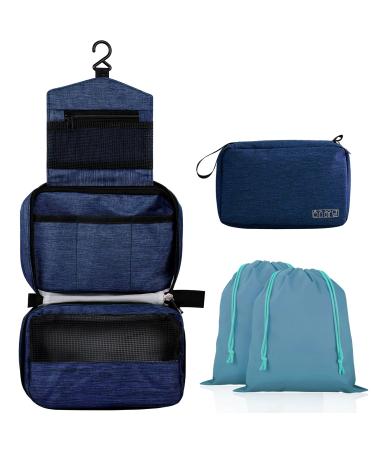 Januts Hanging Travel Toiletry Bag for Women Mens Wash Bag Make up Bags Waterproof Travel Toiletries Makeup Bag Girls Multifunctional Cosmetic Organizer with 2 Drawstring Bags On Cyan