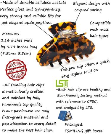 Tortoise Shell Big Hair Claw Clips - Nonslip 3.8 Inch Strong Hold Jaw Clips for Women (2 Pack) - Buy Online on SooperMarket.com