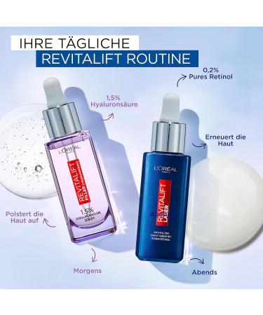 L'Or al Paris Retinol Serum - Anti-Wrinkle Night Serum with Vitamin A Hyaluronic Acid & Nourishing Oil - Revitalift Laser Facial Care - 50 ml (1 Pack) - International Shipping Available - Buy Online on SooperMarket.com