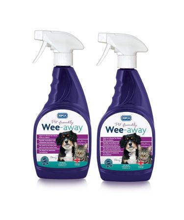 RSPCA 2 x 500ml Pet Stain and Odour Remover Wee Away | Pet Friendly | Probiotic Cleaning - Discourage From Repeat Marking