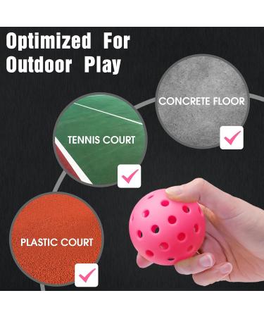 Vvinca Pickleballs 6 Pack - USAPA Approved, Outdoor Pickleball Balls with 40 Holes, Double Tone Luminous Colors (Green/Blue/Pink/Tangerine/Yellow), Bubblegum Pink - 6 Pack - Buy Online on SooperMarket.com