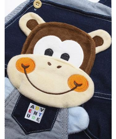 KIDSCOOL SPACE Baby Denim Overalls | 3D Cute Cartoon Knitted Jean Dungarees | 12-18 Months | Smilingmonkey Design - Buy Online on SooperMarket.com
