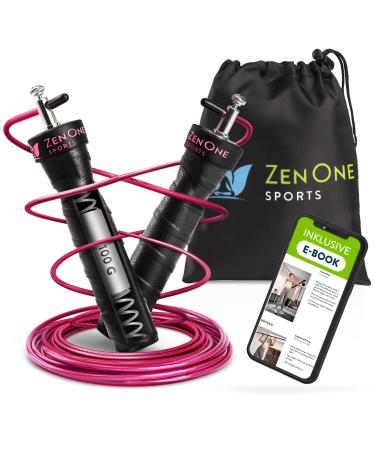 Professional jump rope with workout guide + replacement cable speed rope with high-speed ball bearings adjustable steel cables and anti-slip handles for adults woman man and child berry