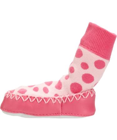 Mocc Ons Washable Leather Sole Slipper Socks (18-24 Months) - Pink Spot - Buy Online on SooperMarket.com
