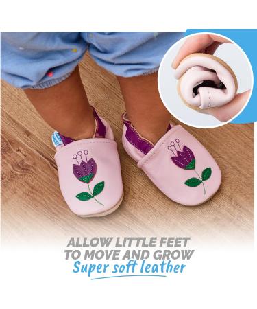 Soft Sole Leather Baby Shoes for Boys and Girls | Toddler Walking Shoes 2-3 Years | Tulips Design - Buy Online on SooperMarket.com