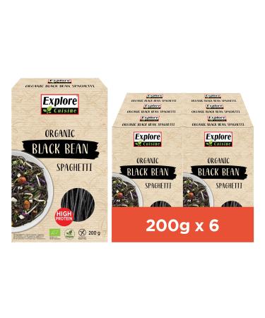 Explore Cuisine Bio Spaghetti made of black soybeans - gluten -free black pasta vegetable protein pasta without additives ideal for celiac disease little carbohydrates vegan 6x 200g 200 g (6 Pack)