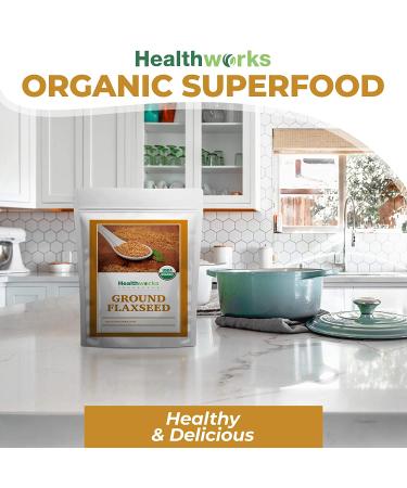 Healthworks Flax Seed Ground Powder- 32 Ounces - Raw Organic Superfood for Protein, Fiber, Omega 3 & Lignan - Ideal for Smoothies, Coffee, Shakes & Oatmeal - Buy Online on SooperMarket.com