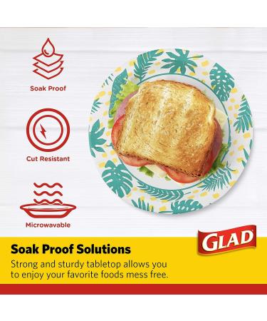 Glad Disposable Palm Leaf Design 8.5 Inch Paper Plates - 50 Count Pack - Buy Online on SooperMarket.com