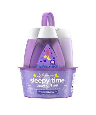 Johnson's Sleepy Time Bedtime Baby Gift Set with Relaxing NaturalCalm Aromas, Bedtime Baby Bath Shampoo, Wash & Lotion Essentials, Hypoallergenic & Paraben-Free, 4 Items Sleepy Time Gift Set