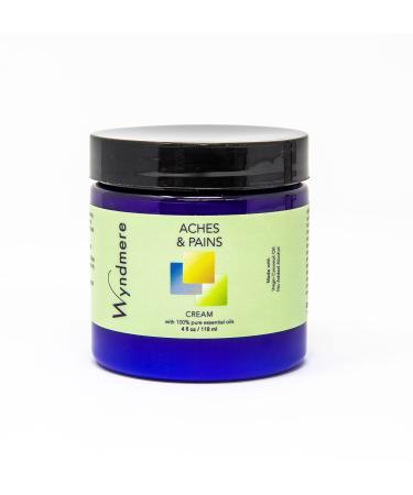 Wyndmere Aches & Pains Cream for Soothing Sore Muscles - Handcrafted with 100% Pure Essential Oils and All-Natural Ingredients - Paraben Free Alcohol Free - 4oz