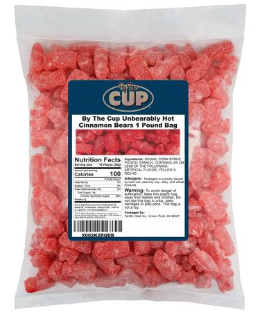 By The Cup Unbearably HOT Cinnamon Gummy Bears Bulk Candy, 1 Pound Bag