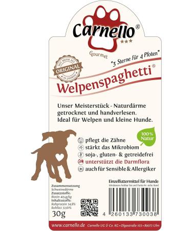 Carnello Hundeleckerli for Small Dogs - Grain-Free Puppy Spaghetti Treats | Healthy Dog Snacks (4 x 30g Pack) - Buy Online on SooperMarket.com