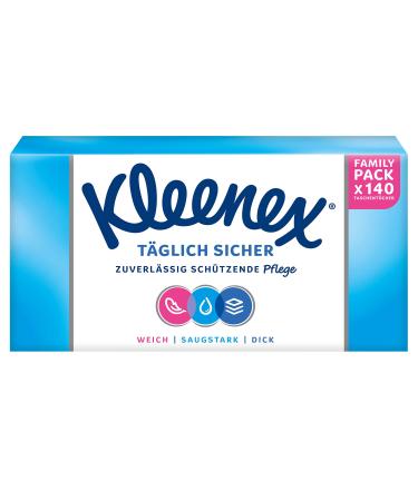 Kleenex Daily Safe Tissue Box 3-ply For Daily Use 1 Pack of 140 Tissues 140 pieces (1 pack)