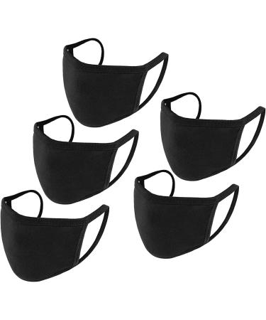 Reusable Face Masks CKDCARES Cloth Face Masks Pack of 5 pcs Washable Anti-Dust Unisex Cotton Made Black Perfect for Personal Use - Buy Online on SooperMarket.com