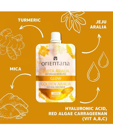 Orientana - Glow Face Mask Golden Aralia & Turmeric | Natural & Vegan | Hydrating Moisturising Glowing Soothing Brightening Normal Skin | Anti Ageing Wrinkle & Redness Reducer - 30ml - Buy Online on SooperMarket.com