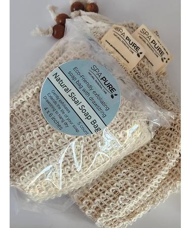 Buy Spa Pure Natural Sisal Exfoliating Soap Bag - 5 Pack | Handmade Soap Storage & Gently Exfoliate | Extend Soap Life - Buy Online on SooperMarket.com