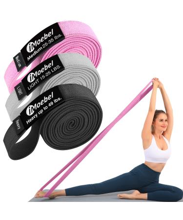 Imoebel fitness band tissue resistance bands - long resistance tapes non -wound gymnastics band pull -up band for strength training crossfit yoga homeworkout gray/pink/black 3 -Set