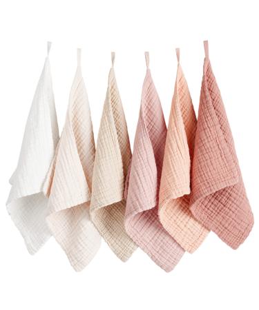 Konssy 6 Pack Face Cloths Soft Wash Cloth for Washing Face Cotton Face Towels for Sensitive Skin Women Facial Makeup Remover Reusable Absorbent Washcloths (11 x 11 Inch)