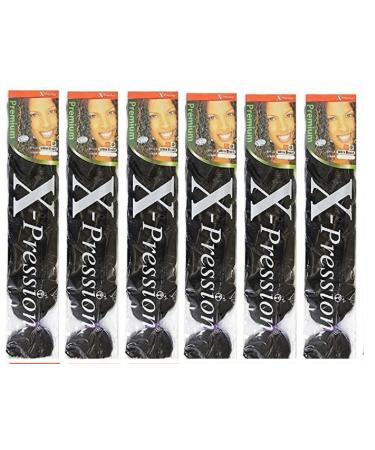 X-pression Ultra Braid Artificial Hair Extension #1 Black Approx. 210cm (6 PCS OFFER) Black 210 cm (Pack of 6)