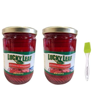 Lucky Leaf Red Spiced Apple Rings 14.5 oz (Pack of 2) Bundle with PrimeTime Direct Silicone Basting Brush in a PTD Sealed Bag
