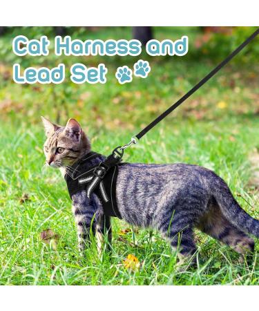AOKCATS Escape Proof Cat Harness and Leash Set - Reflective Strips, Adjustable Comfort - Small Cat, Kitten - Black, Medium - Buy Online on SooperMarket.com