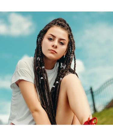 Niuhong 24 Pieces Jewellery Dreadlocks Braids Hair Clips Braiding Hair Cuffs Hair Rings Viking Braids Loc Hair Accessories Hair Clips Braids Accessories Women and Girls (Silver) - Buy Online on SooperMarket.com