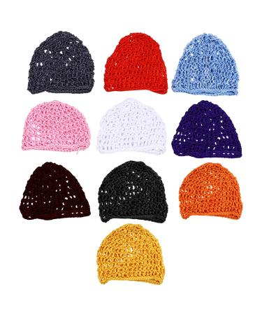 Lurrose 10 piece of mesh crochet hair network crocheted hair network cap rayon hose cap short women hair network snoods cover ornament to sleep
