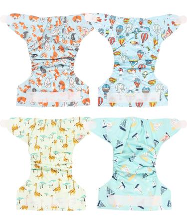 Littles and Bloomz FLV2-0402 Reusable Cloth Diaper Pack - 4 Standard Velcro Diapers for Eco-Friendly Parenting - Buy Online on SooperMarket.com