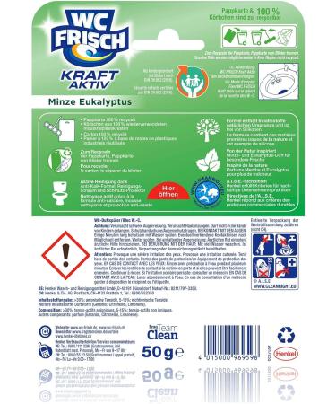WC Frisch Kraft Active Pro Nature Mint & Eucalyptus Toilet Cleaner - 10 Pack | 95% Biodegradable Fragrance Stones for Long-Lasting Freshness | International Shipping Available - Buy Online on SooperMarket.com
