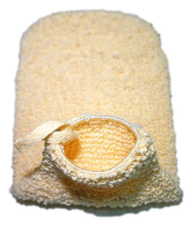 2 Pack Natural Vegetable Fiber Shower Exfoliating Loofah Mitt - Soft Terry Cloth Bath Gloves for Skin Care - Spa Exfoliator Body Scrubber Mitts - Buy Online on SooperMarket.com