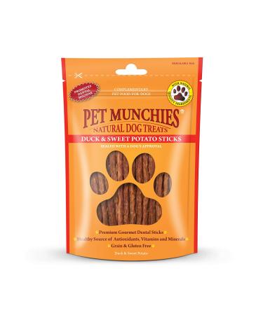 Pet Munchies Duck and Sweet Potato Dog Treats Healthy Grain Free Dental Sticks with Natural Real Meat 90g Duck and Sweet Potato 1 count (Pack of 1)