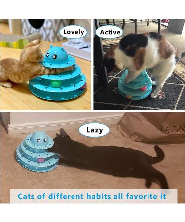 UPSKY 3-Level Cat Toy Roller Turntable with Colorful Balls - Interactive Fun for Kittens - Blue - Buy Online on SooperMarket.com