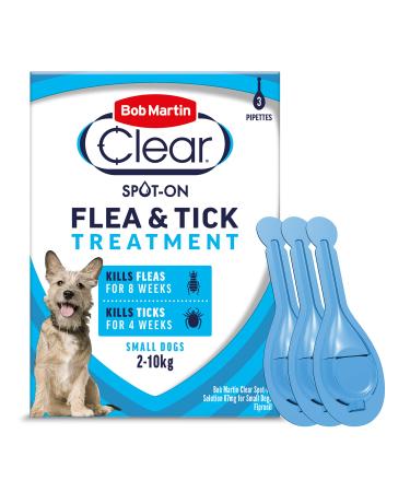 Bob Martin Clear Spot On Flea Treatment for Small Dogs (2-10kg) - Kills Fleas & Ticks (3 Pipettes) Small Dogs Clear Treatment