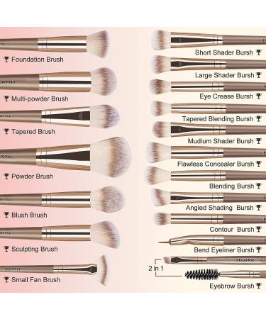 MAANGE 18 Pc Premium Synthetic Makeup Brush Set - Champagne | Professional Brushes for Foundation, Powder, Eyeliner & Eye Shadow - Buy Online on SooperMarket.com