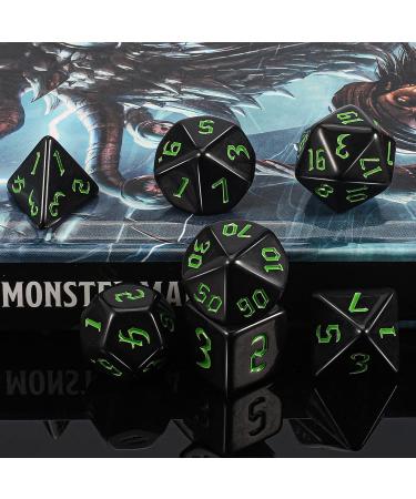 QMAY DND Dice Set - 7 Pcs Polyhedral Dice for Dungeons and Dragons - Pure Black - Buy Online on SooperMarket.com
