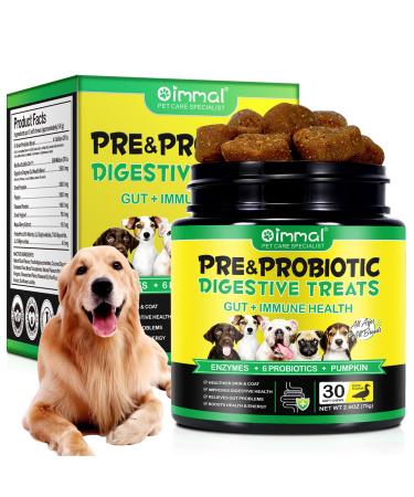 Probiotics for Dogs 30 Chews Pre & Probiotic Digestive Treats for Dogs Support Gut & Digestive Health Sensitive Tums Anal Glands & Bum Scooting Loose Stools Seasonal Allergies Itchy Skin
