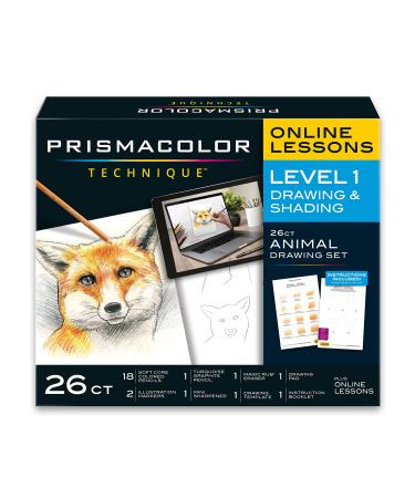Prismacolor Technique Art Supplies with Digital Art Lessons Drawings Set Level 1 How to Draw Animals with Colored Graphite Pencils and More Fox Drawing Lesson 26 Count Animal Level 1