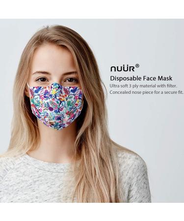 NU R Floral 3 Ply Disposable Face Mask with Filter Layer - 10pcs, Elastic Earloop, Retail Sealed Bags - FLORAL-018 - Buy Online on SooperMarket.com
