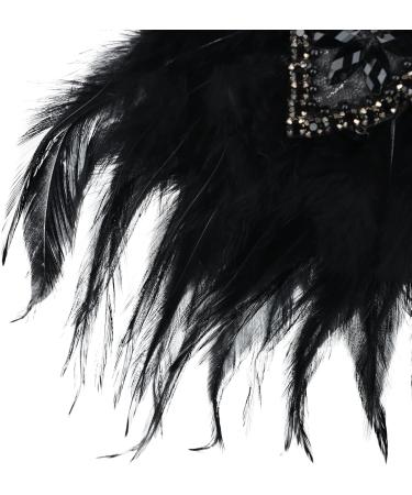 Feather Headband 1920s Flapper Headband Faux Pearls 1920s Flapper Headpiece Crystal Headband Fancy Dress Headwear Feather Vintage Headband for Women Hair Accessories for Cocktail Party Prom Wedding Black-2 - Buy Online on SooperMarket.com