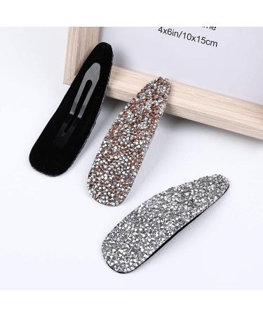 Shimmering Rhinestone Hair Clips - Pink Blue Gray Crystal Snap Barrettes for Women & Girls | Ideal for Party, Wedding & Daily Wear - Buy Online on SooperMarket.com