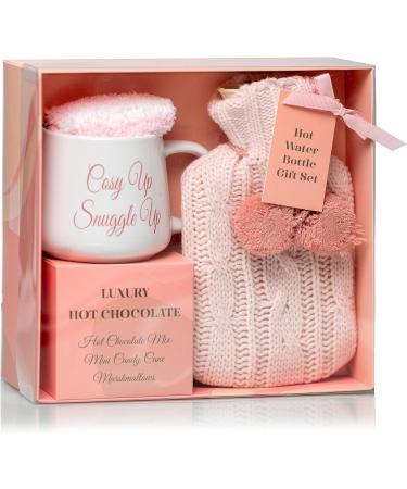 Hot Chocolate Mug Gift Set with Water Bottle, Marshmallows & Candy Cane - Cozy Gift for Women, Teen, Adults (Pink) - Buy Online on SooperMarket.com